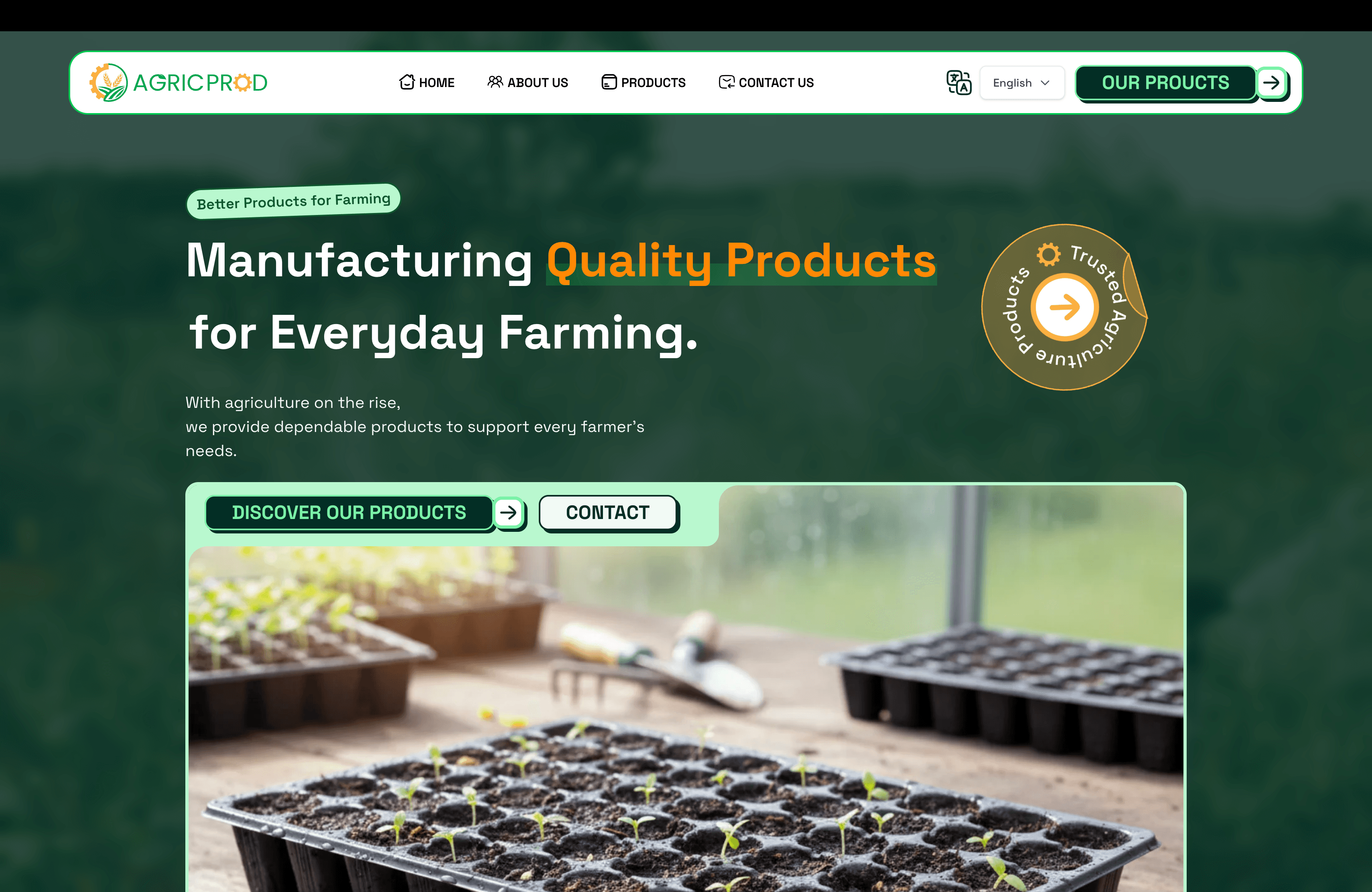 Agric-Prod: Agricultural Company Website: cover